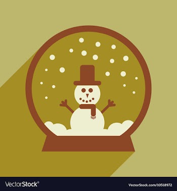 Flat icon with long shadow Snowman snow globe vector image