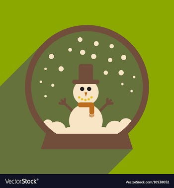 Flat icon with long shadow Snowman snow globe vector image