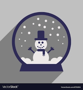 Flat icon with long shadow Snowman snow globe vector image