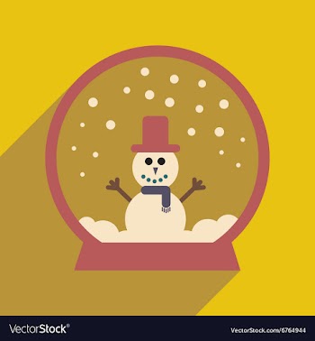 Flat icon with long shadow Snowman snow globe vector image