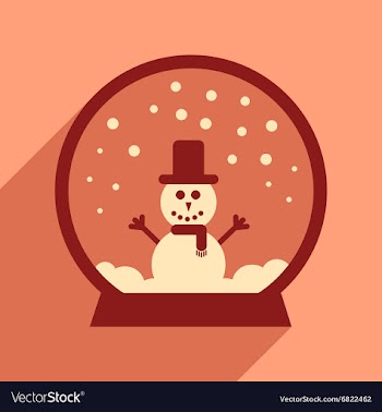 Flat icon with long shadow Snowman snow globe vector image