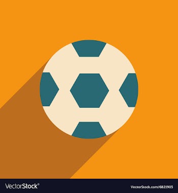 Flat icon with long shadow soccer ball vector image
