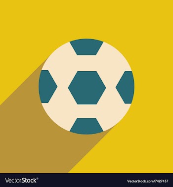 Flat icon with long shadow soccer ball vector image