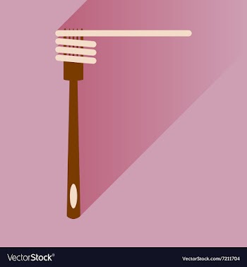 Flat icon with long shadow spaghetti on fork vector image