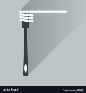 Flat icon with long shadow spaghetti on fork vector image