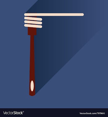 Flat icon with long shadow spaghetti on fork vector image