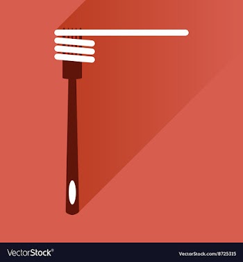 Flat icon with long shadow spaghetti on fork vector image