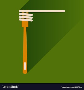 Flat icon with long shadow spaghetti on fork vector image