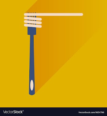 Flat icon with long shadow spaghetti on fork vector image