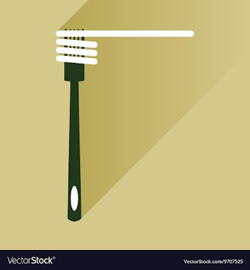 Flat icon with long shadow spaghetti on fork vector image