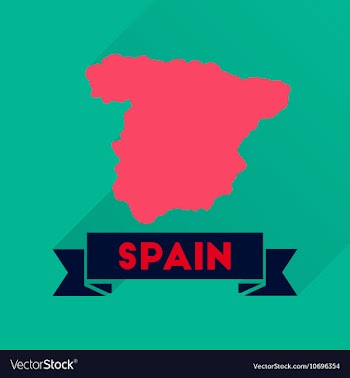 Flat icon with long shadow Spain map vector image