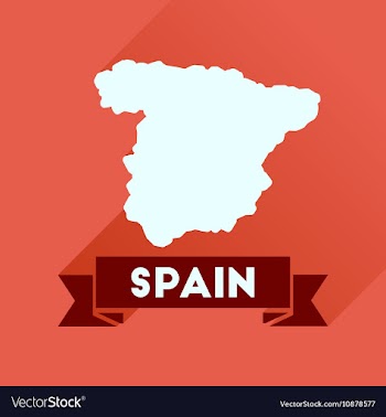 Flat icon with long shadow Spain map vector image