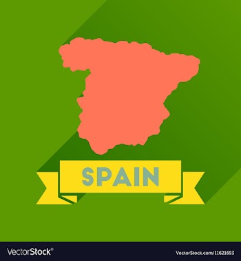 Flat icon with long shadow Spain map vector image
