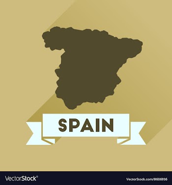 Flat icon with long shadow Spain map vector image