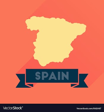 Flat icon with long shadow Spain map vector image