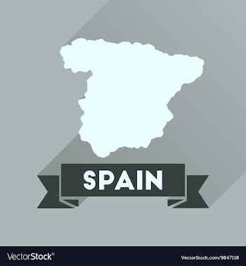 Flat icon with long shadow Spain map vector image