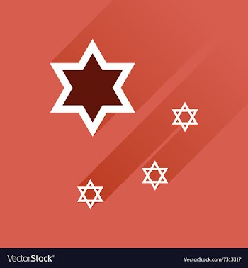 Flat icon with long shadow Star David vector image