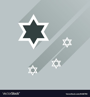 Flat icon with long shadow Star David vector image
