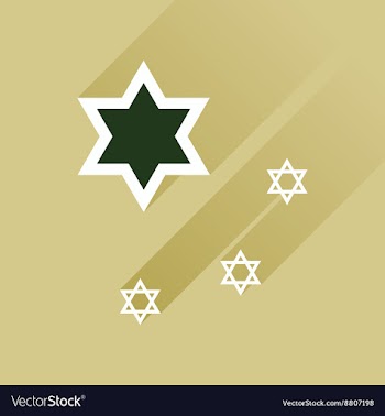Flat icon with long shadow Star David vector image