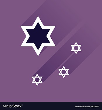 Flat icon with long shadow Star David vector image