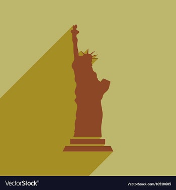 Flat icon with long shadow Statue of Liberty vector image