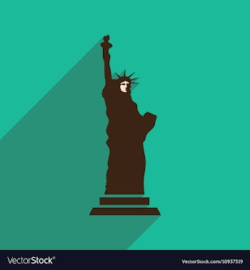 Flat icon with long shadow Statue of Liberty vector image