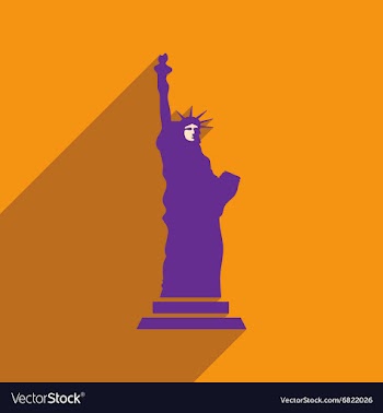 Flat icon with long shadow Statue of Liberty vector image