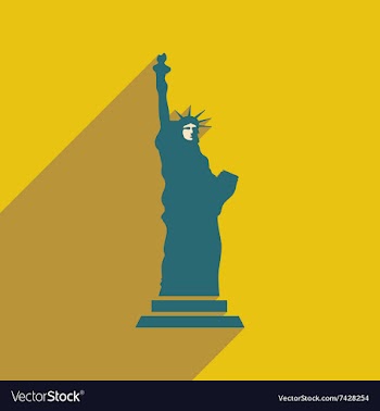 Flat icon with long shadow Statue of Liberty vector image