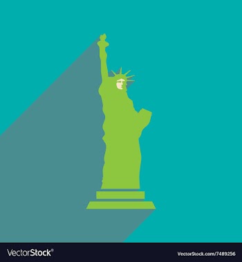 Flat icon with long shadow Statue of Liberty vector image