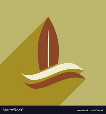 Flat icon with long shadow surfing wave vector image