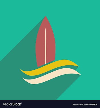 Flat icon with long shadow surfing wave vector image