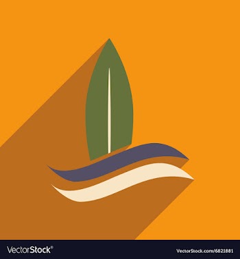 Flat icon with long shadow surfing wave vector image