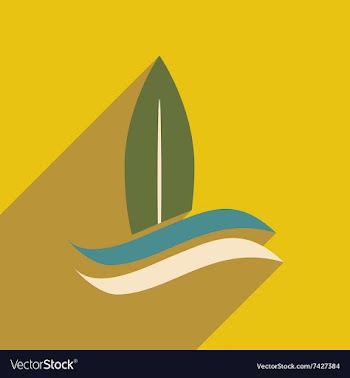 Flat icon with long shadow surfing wave vector image