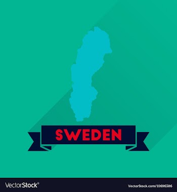 Flat icon with long shadow Sweden map vector image