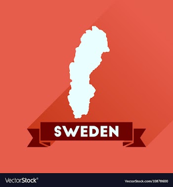 Flat icon with long shadow Sweden map vector image