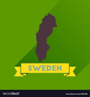 Flat icon with long shadow Sweden map vector image