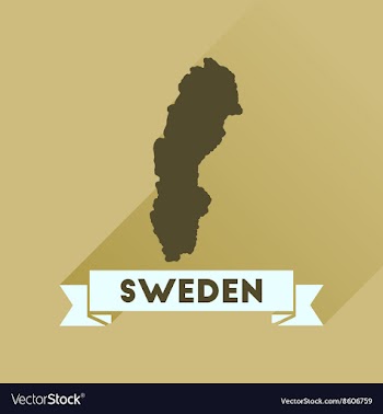 Flat icon with long shadow Sweden map vector image