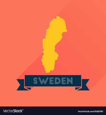 Flat icon with long shadow Sweden map vector image