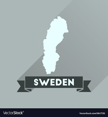 Flat icon with long shadow Sweden map vector image