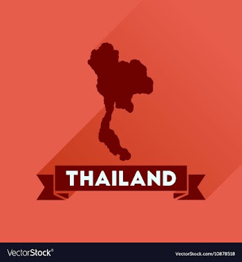 Flat icon with long shadow Thailand map vector image