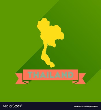 Flat icon with long shadow Thailand map vector image