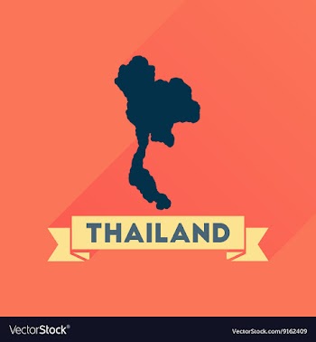Flat icon with long shadow Thailand map vector image