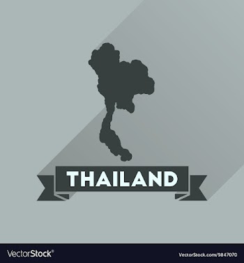 Flat icon with long shadow Thailand map vector image