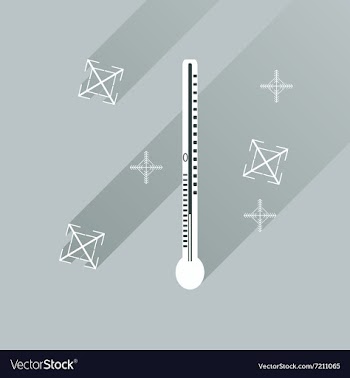 Flat icon with long shadow thermometer and vector image
