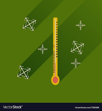 Flat icon with long shadow thermometer and vector image