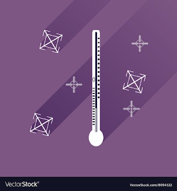 Flat icon with long shadow thermometer and vector image