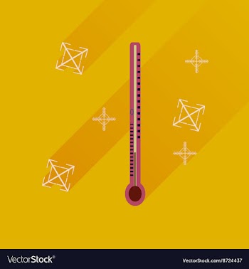 Flat icon with long shadow thermometer and vector image