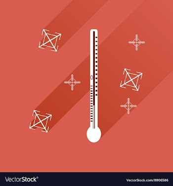 Flat icon with long shadow thermometer and vector image