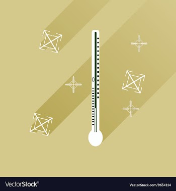 Flat icon with long shadow thermometer and vector image