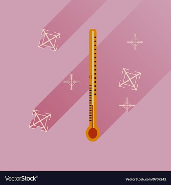 Flat icon with long shadow thermometer and vector image